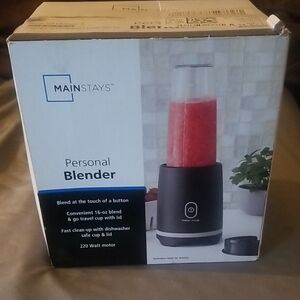 Mainstays Black Personal Blender with Red Smoothie